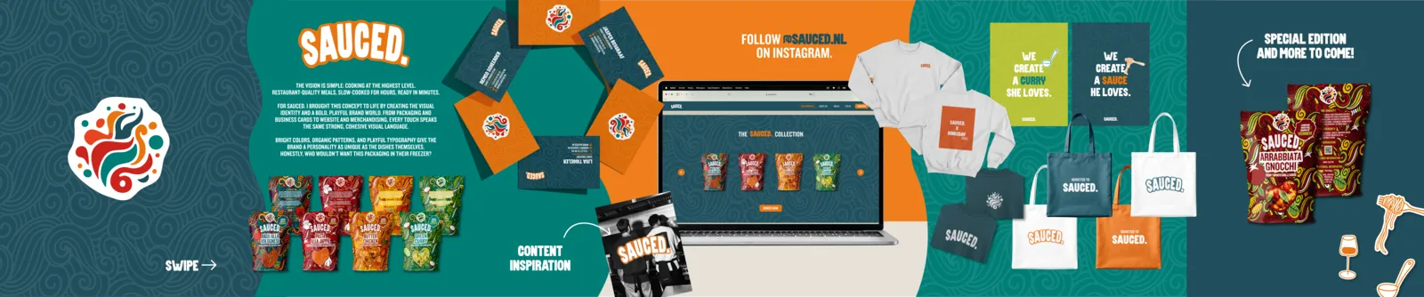 Sauced. brand design en social feed